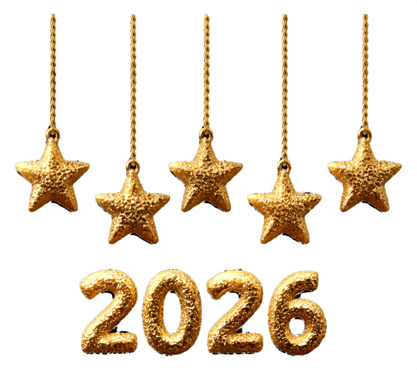2026 golden star garland, golden 2026 new year celebration