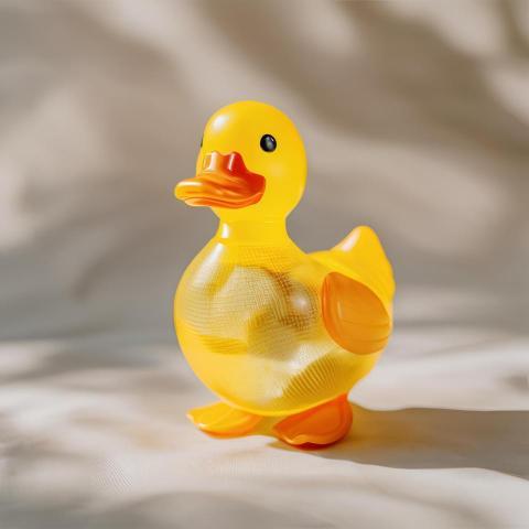 yellow duck toy isolated on transparent background (2)
