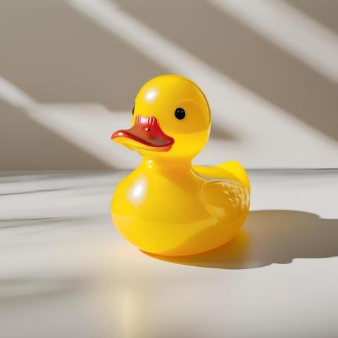 yellow duck toy isolated on transparent background (1)