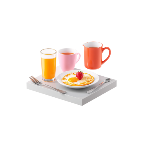 floating breakfast set isolated white transparent background 1