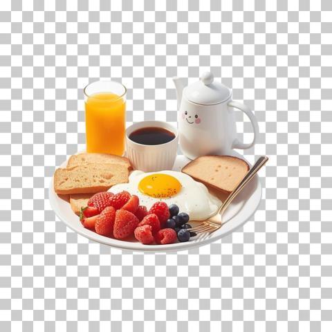 floating breakfast set isolated white transparent background 4