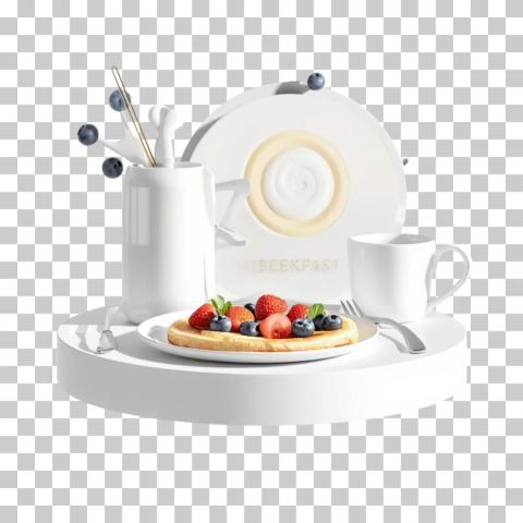 floating breakfast set isolated white transparent background 5